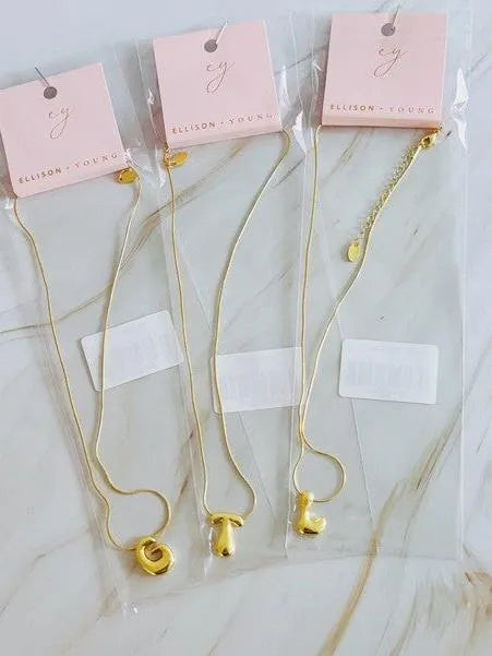 Calling my Name Balloon Gold Letter Initial Necklace-Women's Accessories-Shop Z & Joxa