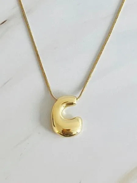 Calling my Name Balloon Gold Letter Initial Necklace-Women's Accessories-Shop Z & Joxa