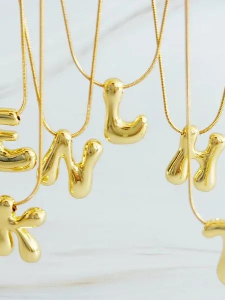 Calling my Name Balloon Gold Letter Initial Necklace-Women's Accessories-Shop Z & Joxa