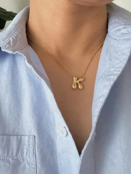 Calling my Name Balloon Gold Letter Initial Necklace-Women's Accessories-Shop Z & Joxa