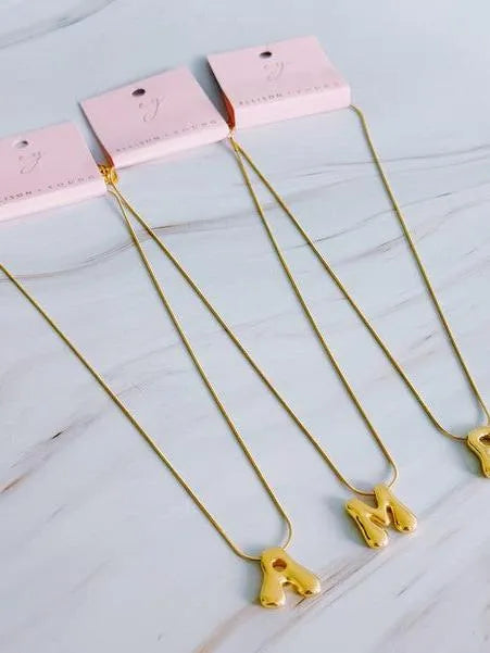 Calling my Name Balloon Gold Letter Initial Necklace-Women's Accessories-Shop Z & Joxa