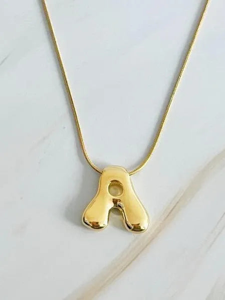 Calling my Name Balloon Gold Letter Initial Necklace-Women's Accessories-Shop Z & Joxa