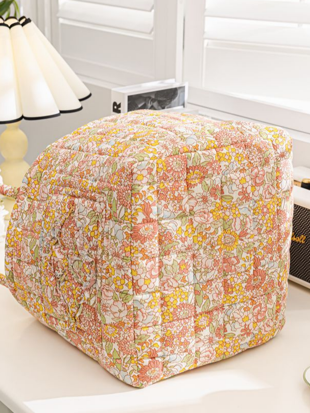 Carry It Cute Floral Quilted Storage Tote-Women's Accessories-Shop Z & Joxa