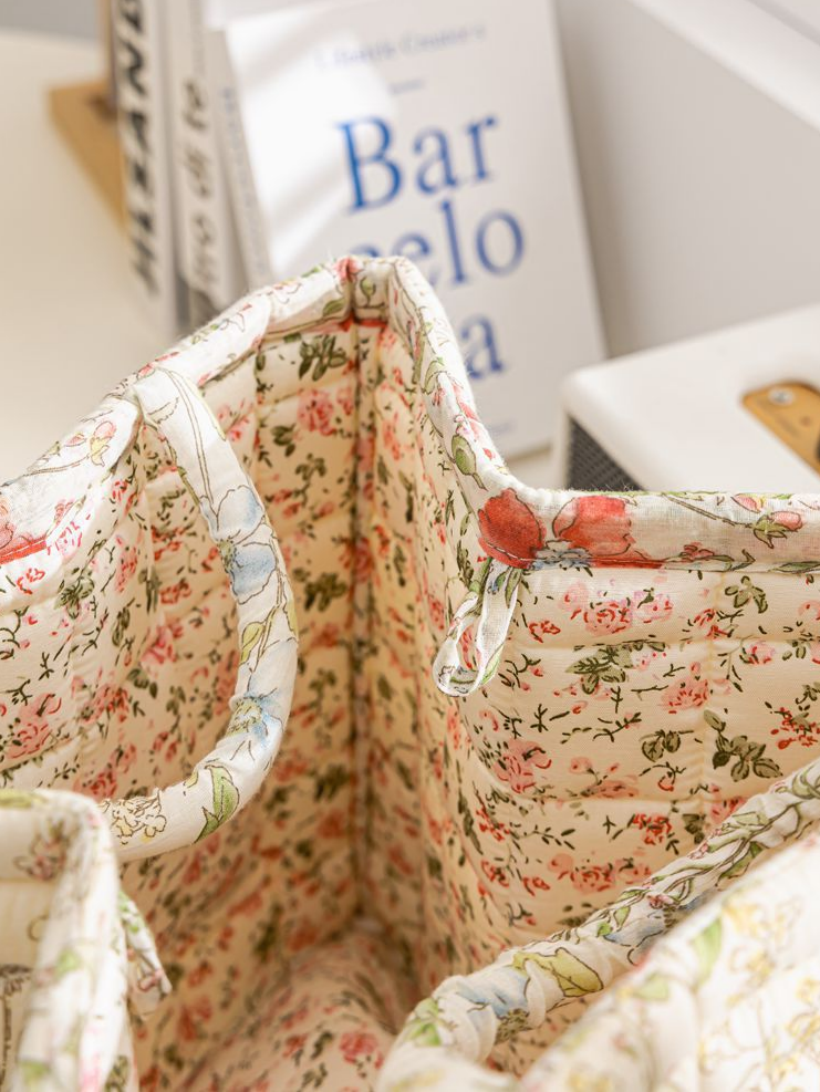 Carry It Cute Floral Quilted Storage Tote-Women's Accessories-Shop Z & Joxa