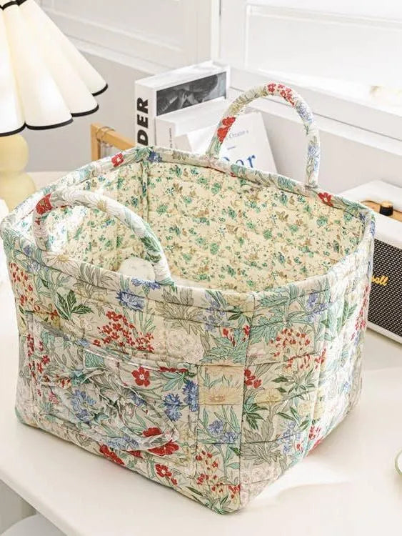 Carry It Cute Floral Quilted Storage Tote-Women's Accessories-Shop Z & Joxa