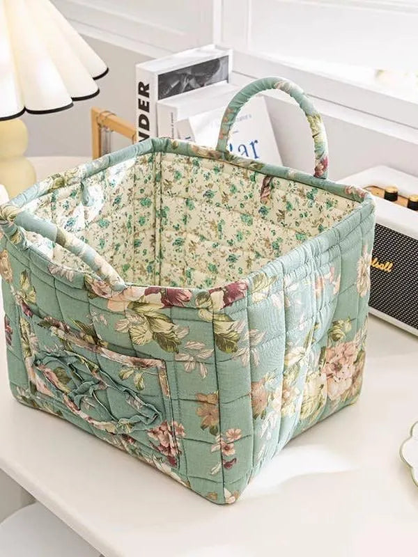 Carry It Cute Floral Quilted Storage Tote-Women's Accessories-Shop Z & Joxa
