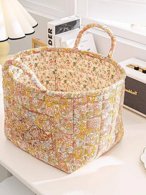 Carry It Cute Floral Quilted Storage Tote-Women's Accessories-Shop Z & Joxa