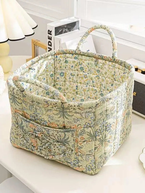 Carry It Cute Floral Quilted Storage Tote-Women's Accessories-Shop Z & Joxa