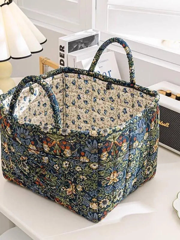 Carry It Cute Floral Quilted Storage Tote-Women's Accessories-Shop Z & Joxa