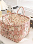 Carry It Cute Floral Quilted Storage Tote-Women's Accessories-Shop Z & Joxa