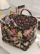 Carry It Cute Floral Quilted Storage Tote-Women's Accessories-Shop Z & Joxa