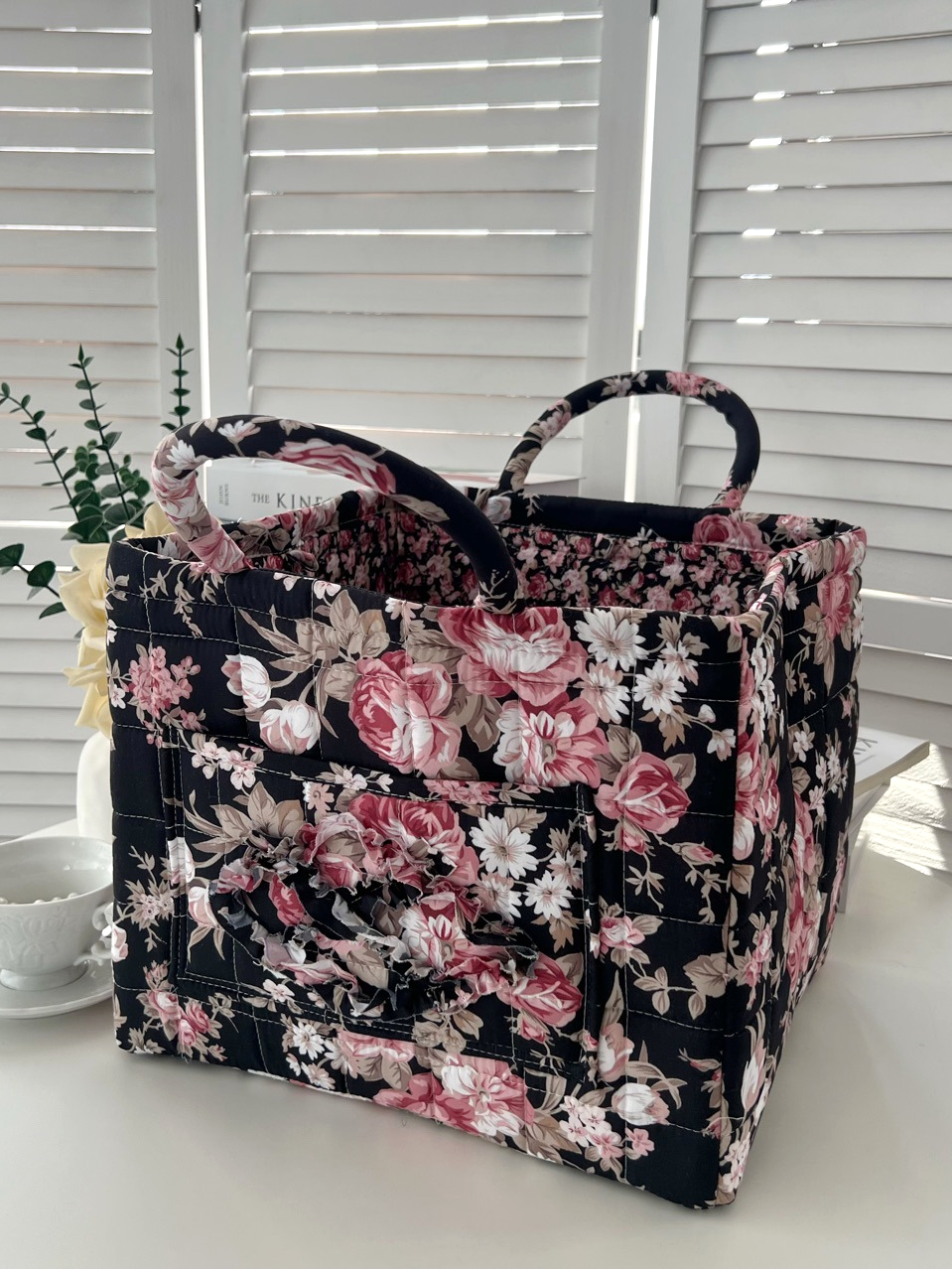 Carry It Cute Floral Quilted Storage Tote-Women's Accessories-Shop Z & Joxa