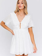 Catch Me Seaside Babydoll Eyelet Mini Dress-Women's Clothing-Shop Z & Joxa