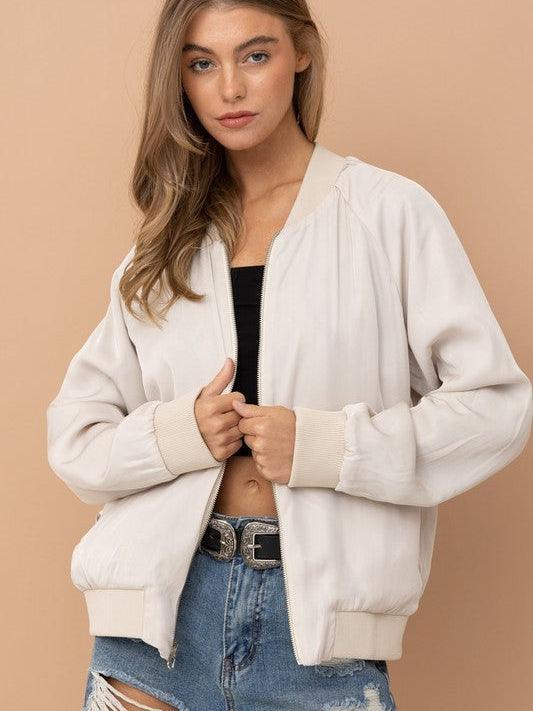 Pale Pink Large Houndstooth Women's Bomber Jacket – Harlow & Lloyd