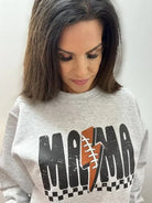 Checkered Mama Football Bolt Crewneck Sweatshirt-Women's Clothing-Shop Z & Joxa