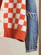 Checkmate Charm Plaid & Denim Sleeve Cardigan-Women's Clothing-Shop Z & Joxa