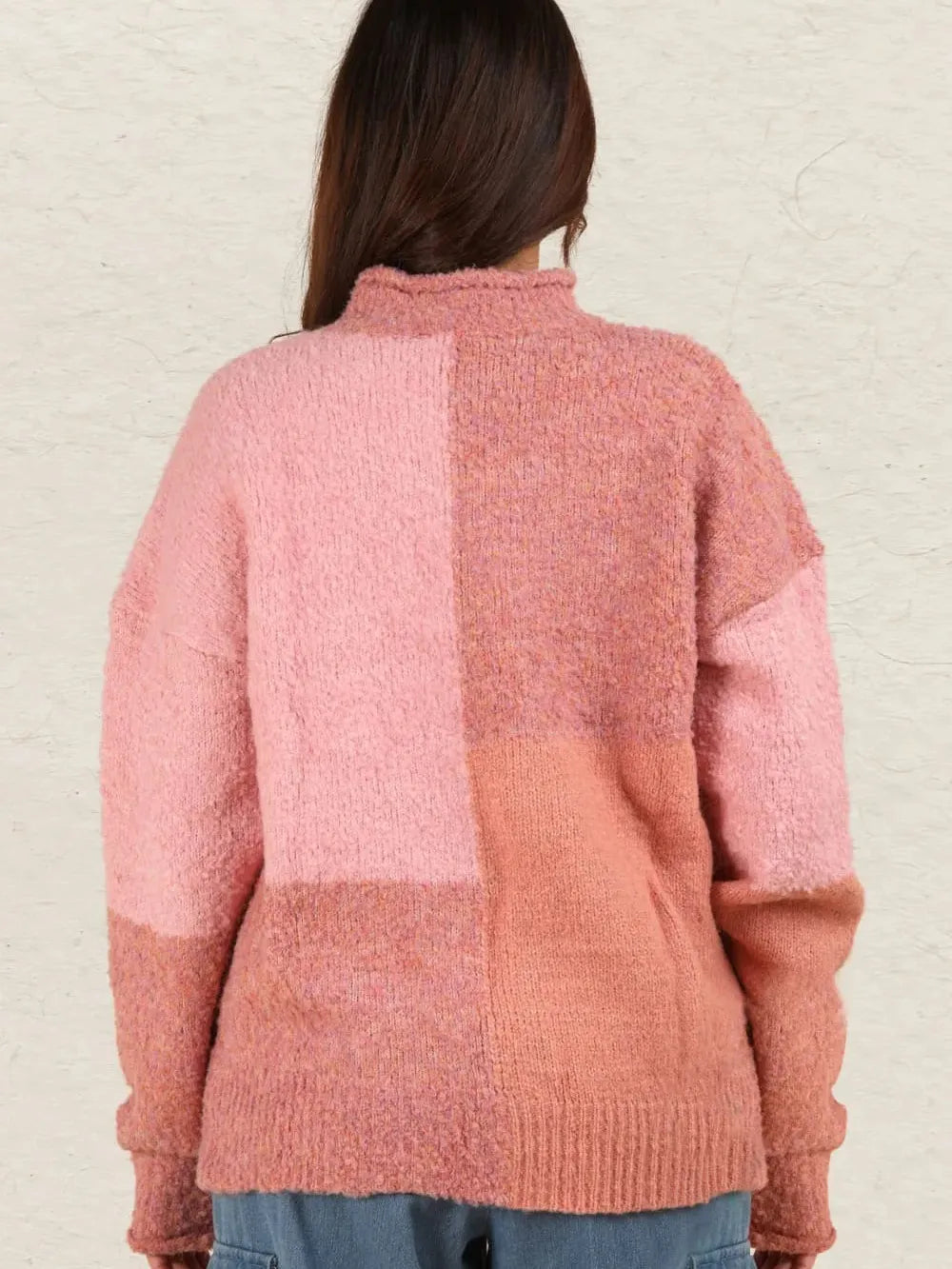 Chic Blocks Mock Neck Sweater by Very J-Women's Shirts & Tops-Shop Z & Joxa