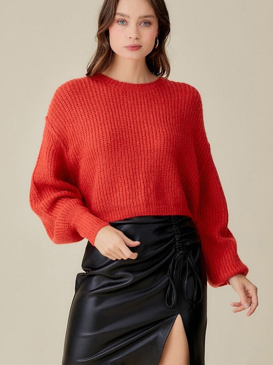 Chic Style Round-Neck Loose Fit Cropped Sweater Top-Women's Clothing-Shop Z & Joxa