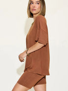 Chill Mode V-Neck Tee + Shorts Lounge Set by Basic Bae-Women's Sets-Shop Z & Joxa