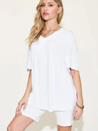 Chill Mode V-Neck Tee + Shorts Lounge Set by Basic Bae-Women's Sets-Shop Z & Joxa