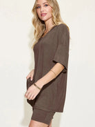 Chill Mode V-Neck Tee + Shorts Lounge Set by Basic Bae-Women's Sets-Shop Z & Joxa