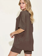Chill Mode V-Neck Tee + Shorts Lounge Set by Basic Bae-Women's Sets-Shop Z & Joxa