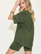 Chill Mode V-Neck Tee + Shorts Lounge Set by Basic Bae-Women's Sets-Shop Z & Joxa
