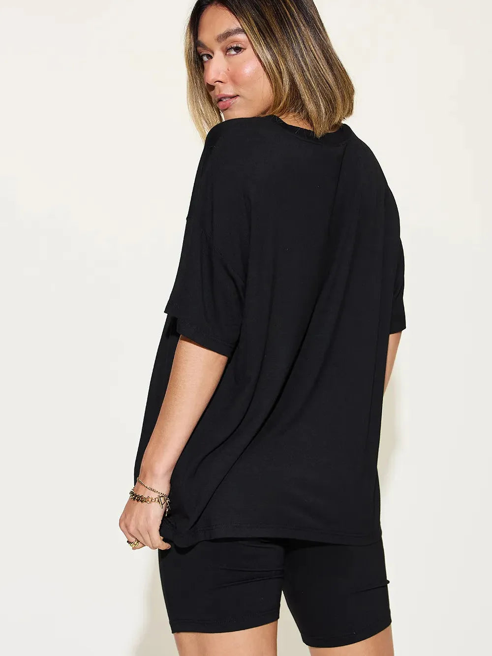 Chill Mode V-Neck Tee + Shorts Lounge Set by Basic Bae-Women's Sets-Shop Z & Joxa