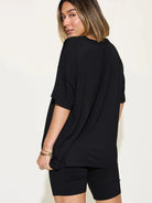 Chill Mode V-Neck Tee + Shorts Lounge Set by Basic Bae-Women's Sets-Shop Z & Joxa