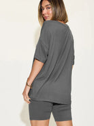 Chill Mode V-Neck Tee + Shorts Lounge Set by Basic Bae-Women's Sets-Shop Z & Joxa
