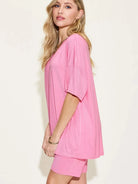 Chill Mode V-Neck Tee + Shorts Lounge Set by Basic Bae-Women's Sets-Shop Z & Joxa