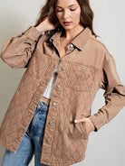 Choose Joy Always Quilted Button Down Shacket-Women's Clothing-Shop Z & Joxa