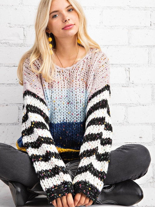Chunky Yarn Oversized Confetti Sweater-Women's Shirts & Tops-Shop Z & Joxa
