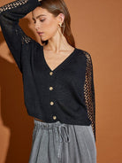 Classy and Fabulous Cardigan with Hollow Detail Sleeves-Women's Clothing-Shop Z & Joxa