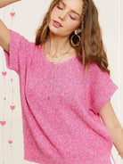 Classy and Fabulous Soft V-Neck Short Sleeve Sweater Top-Women's Clothing-Shop Z & Joxa