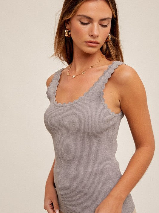 Classy with a Side of Sassy Scalloped Tank Top-Women's Clothing-Shop Z & Joxa