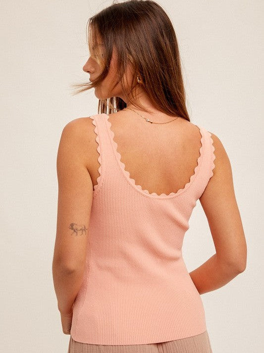 Classy with a Side of Sassy Scalloped Tank Top-Women's Shirts & Tops-Shop Z & Joxa