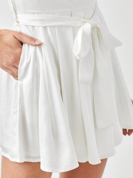 Cloud Nine Pleated Puff Sleeve Romper-Women's Clothing-Shop Z & Joxa