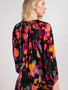 Color Blast V-neck Front Tie Blouse-Women's Clothing-Shop Z & Joxa