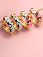 Color Crush Floral Enamel Huggie Hoop Earrings-Women's Accessories-Shop Z & Joxa