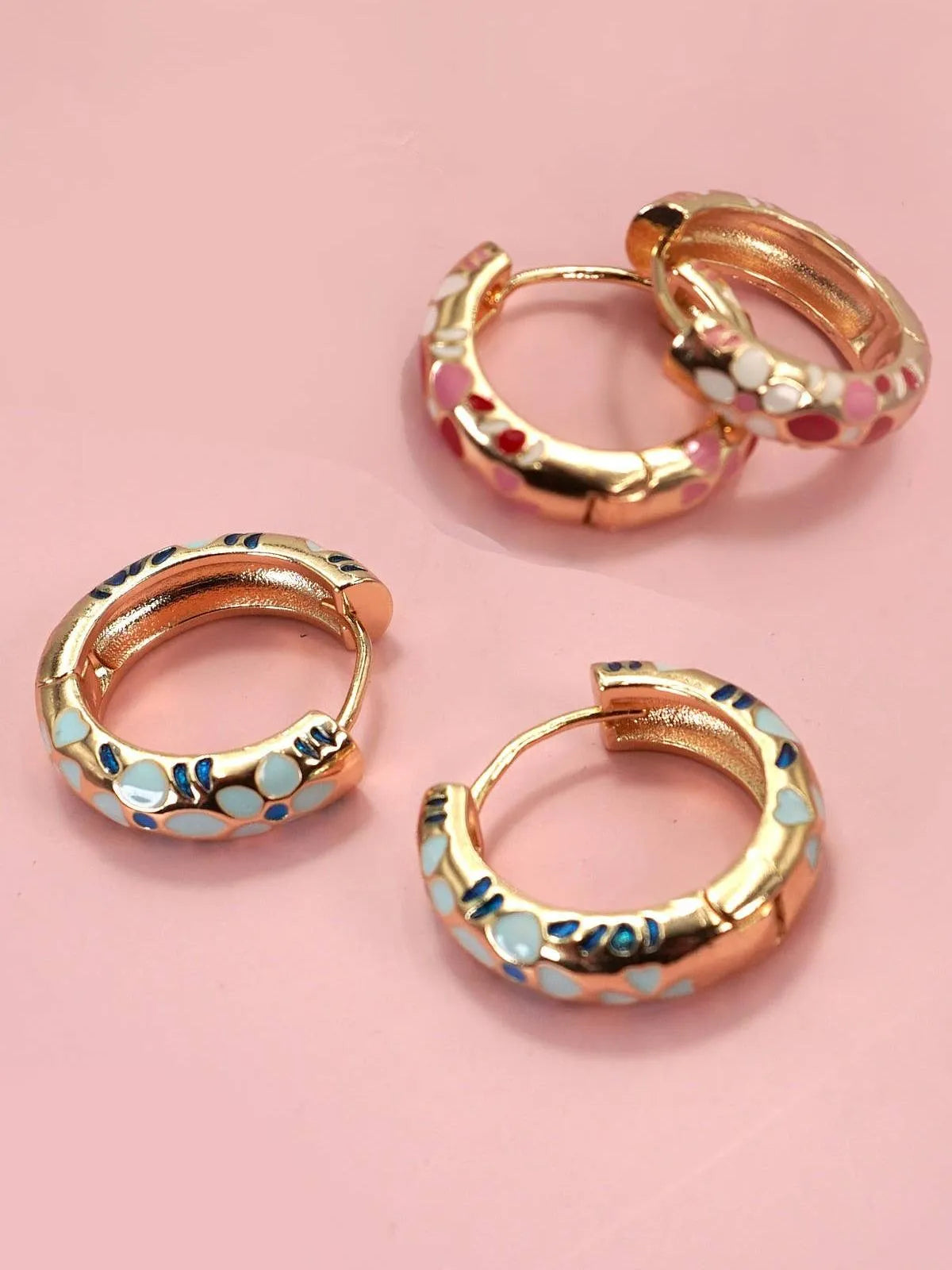 Color Crush Floral Enamel Huggie Hoop Earrings-Women's Accessories-Shop Z & Joxa