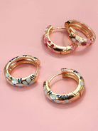 Color Crush Floral Enamel Huggie Hoop Earrings-Women's Accessories-Shop Z & Joxa