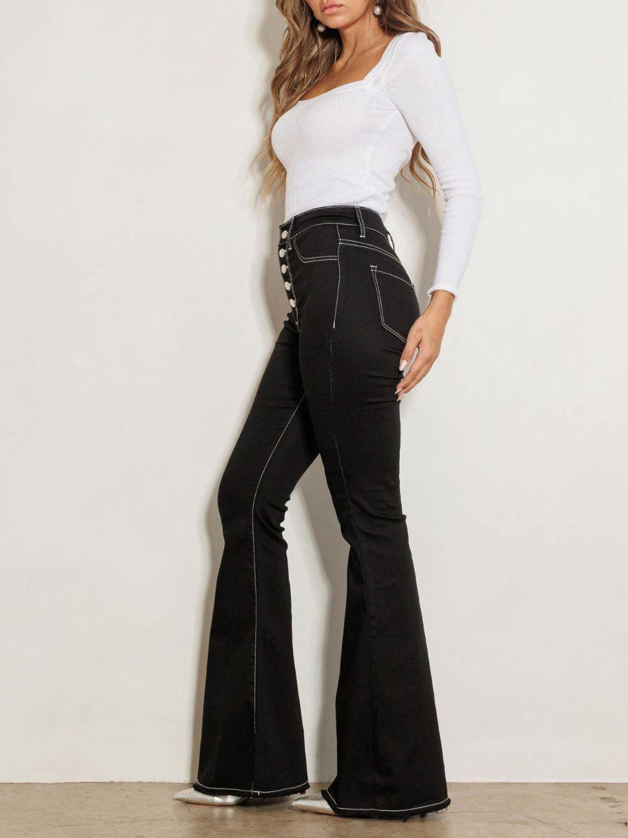 Contrast Does You Good High Rise Flare Jeans-Women's Clothing-Shop Z & Joxa