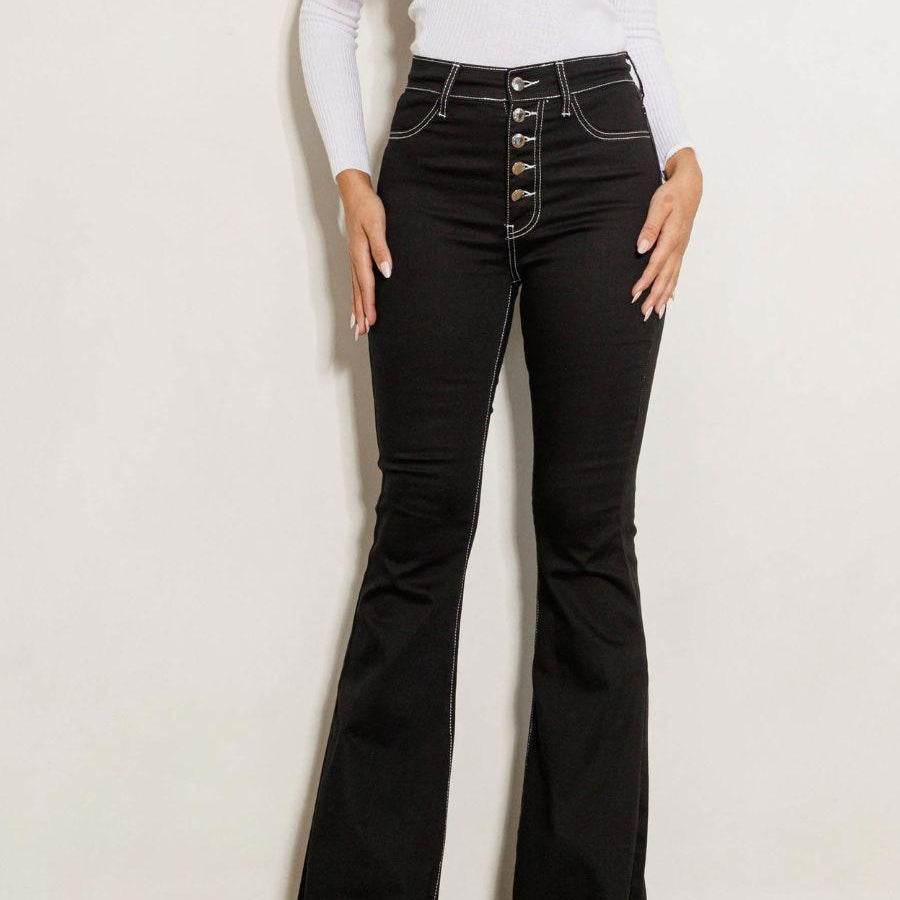 Contrast Does You Good High Rise Flare Jeans-Women's Clothing-Shop Z & Joxa