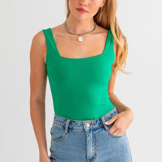 Cool as a Cucumber Square Neck Tank Bodysuit