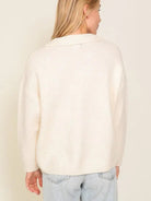 Coolness is in the Air Collared Sweater Top with Crisscross Neckline-Women's Clothing-Shop Z & Joxa