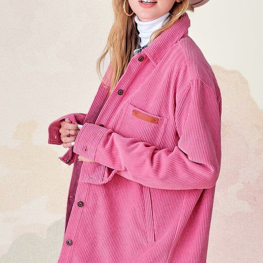 Corduroy Living Button Up Classic Corduroy Shacket-Women's Clothing-Shop Z & Joxa