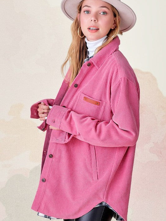 Corduroy Living Button Up Classic Corduroy Shacket-Women's Clothing-Shop Z & Joxa