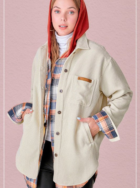 Corduroy Living Button Up Classic Corduroy Shacket-Women's Shirts & Tops-Shop Z & Joxa