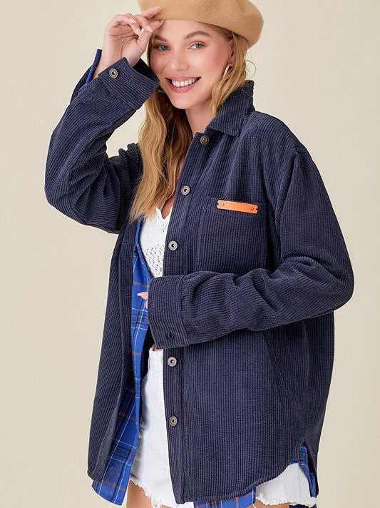 Corduroy Living Button Up Classic Corduroy Shacket-Women's Shirts & Tops-Shop Z & Joxa